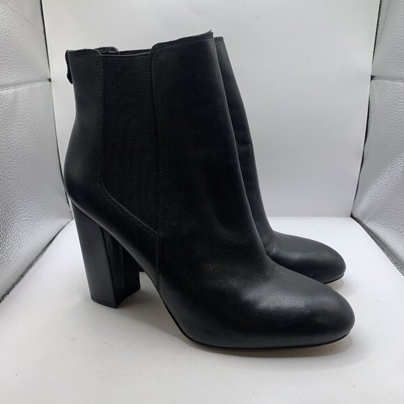 Sam Edelman Women's Case Leather Block-Heel Booties Black size 10 Ankle D17 - Picture 1 of 11